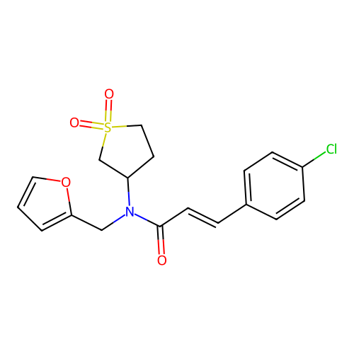 (2E)-3-(4-chlorophenyl)-N-(1,1-dioxidotetrahydrothiophen-3-yl)-N-(furan-2-ylmethyl)prop-2-enamide structure