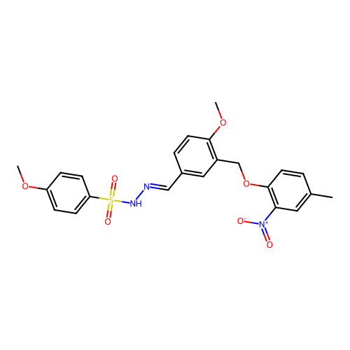 4-Methoxy-N'-(4-methoxy-3-((4-methyl-2-nitrophenoxy)methyl)benzylidene)benzenesulfonohydrazide structure