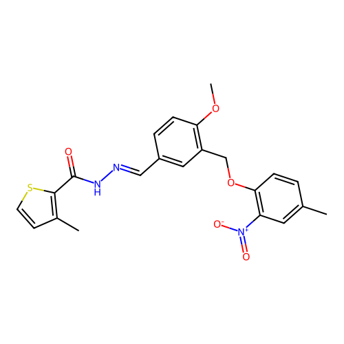 N'-[3-({2-nitro-4-methylphenoxy}methyl)-4-methoxybenzylidene]-3-methyl-2-thiophenecarbohydrazide structure