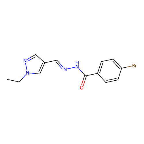 4-bromo-N-[(E)-(1-ethylpyrazol-4-yl)methylideneamino]benzamide structure
