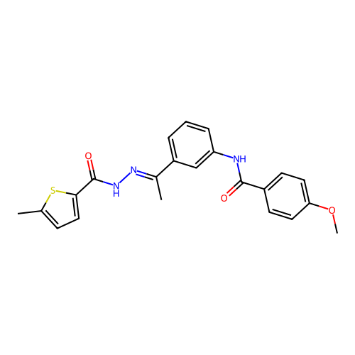 4-methoxy-N-(3-{N-[(5-methyl-2-thienyl)carbonyl]ethanehydrazonoyl}phenyl)benzamide structure