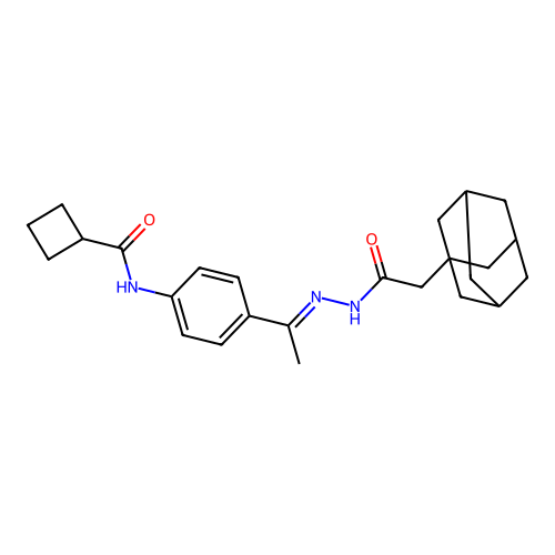 N-{4-[N-(1-adamantylacetyl)ethanehydrazonoyl]phenyl}cyclobutanecarboxamide structure