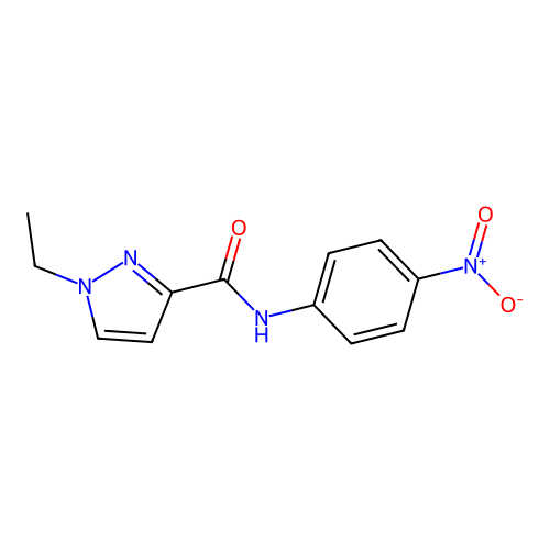 1-ethyl-N-(4-nitrophenyl)pyrazole-3-carboxamide structure