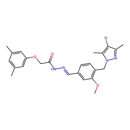 N-[(E)-[4-[(4-bromo-3,5-dimethylpyrazol-1-yl)methyl]-3-methoxyphenyl]methylideneamino]-2-(3,5-dimethylphenoxy)acetamide structure