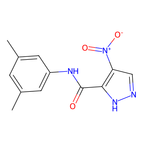 N-(3,5-dimethylphenyl)-4-nitro-1H-pyrazole-3-carboxamide structure