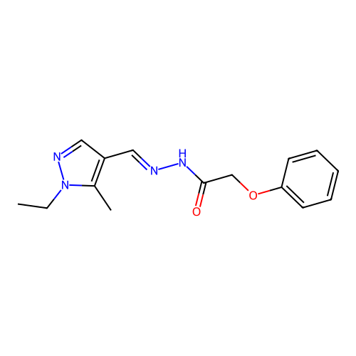 N'-[(E)-(1-ethyl-5-methyl-1H-pyrazol-4-yl)methylidene]-2-phenoxyacetohydrazide structure
