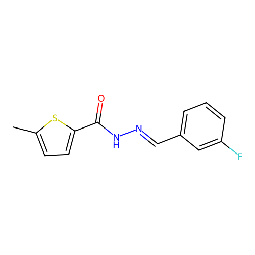 N'-(3-fluorobenzylidene)-5-methyl-2-thiophenecarbohydrazide structure