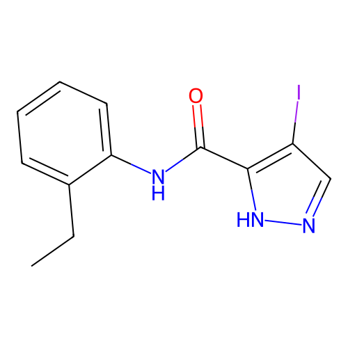 N-(2-ethylphenyl)-4-iodo-1H-pyrazole-3-carboxamide structure