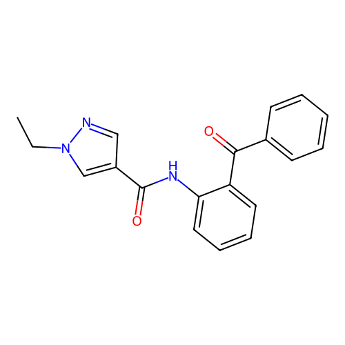 1-ethyl-N-[2-(phenylcarbonyl)phenyl]-1H-pyrazole-4-carboxamide structure