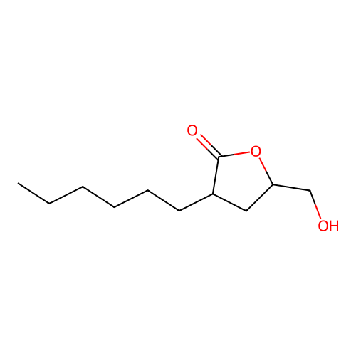 3-hexyl-5-(hydroxymethyl)dihydrofuran-2(3H)-one structure