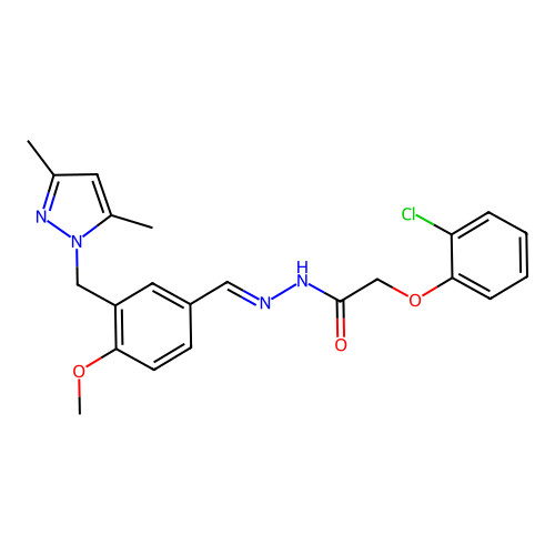 2-(2-chlorophenoxy)-N-[(E)-[3-[(3,5-dimethylpyrazol-1-yl)methyl]-4-methoxyphenyl]methylideneamino]acetamide structure