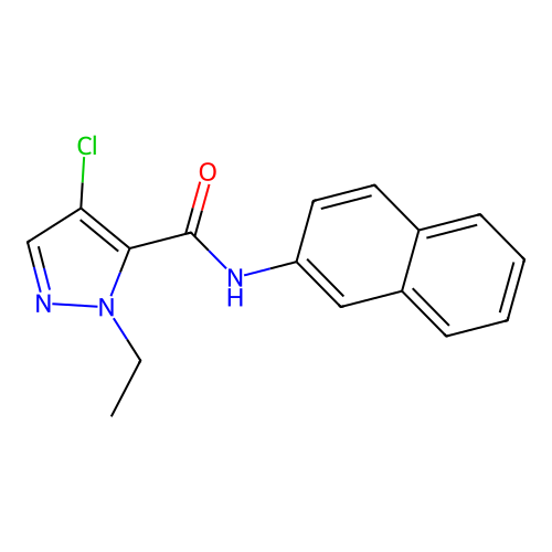 4-chloro-1-ethyl-N-(2-naphthyl)-1H-pyrazole-5-carboxamide structure