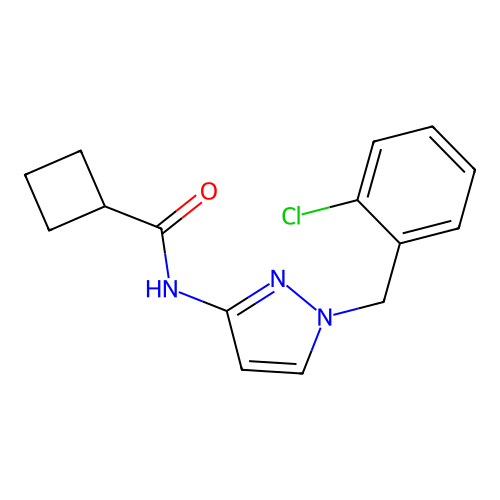 N-[1-[(2-chlorophenyl)methyl]pyrazol-3-yl]cyclobutanecarboxamide structure