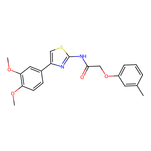 N-[4-(3,4-dimethoxyphenyl)-1,3-thiazol-2-yl]-2-(3-methylphenoxy)acetamide structure