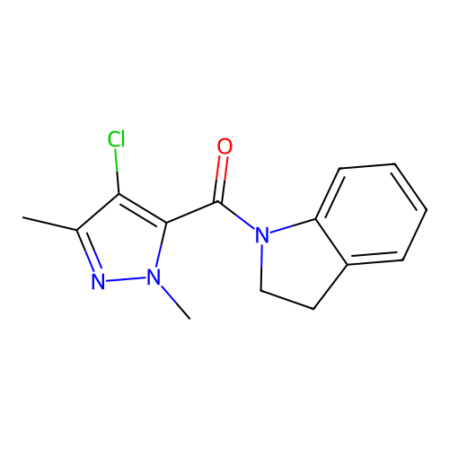 1-[(4-chloro-1,3-dimethyl-1H-pyrazol-5-yl)carbonyl]indoline structure