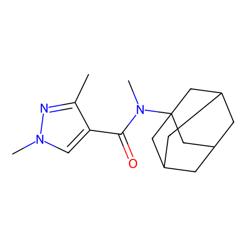 N-(1-adamantyl)-N,1,3-trimethyl-1H-pyrazole-4-carboxamide structure
