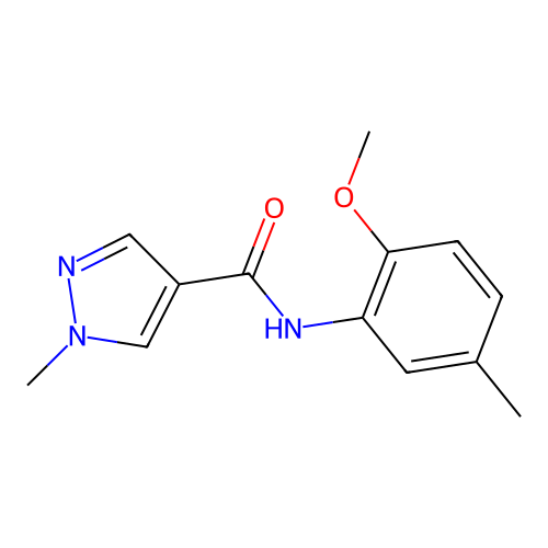 N-(2-methoxy-5-methylphenyl)-1-methylpyrazole-4-carboxamide structure