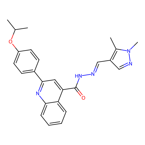 N'-[(1,5-dimethyl-1H-pyrazol-4-yl)methylene]-2-(4-isopropoxyphenyl)-4-quinolinecarbohydrazide structure