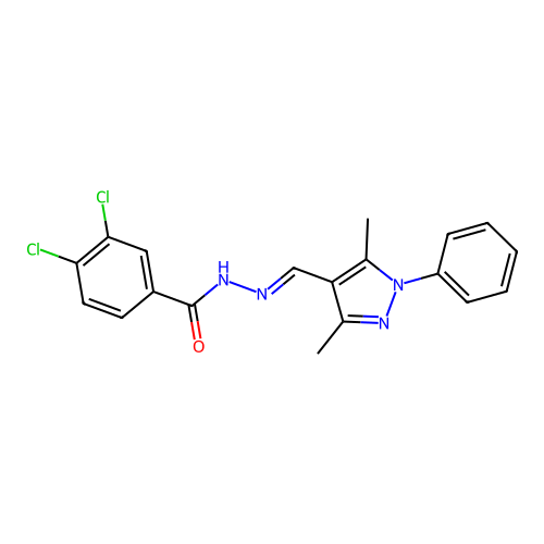 3,4-dichloro-N'-[(3,5-dimethyl-1-phenyl-1H-pyrazol-4-yl)methylene]benzohydrazide structure