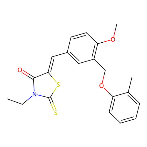 3-ethyl-5-{4-methoxy-3-[(2-methylphenoxy)methyl]benzylidene}-2-thioxo-1,3-thiazolidin-4-one structure