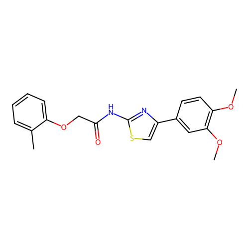 N-[4-(3,4-dimethoxyphenyl)-1,3-thiazol-2-yl]-2-(2-methylphenoxy)acetamide structure