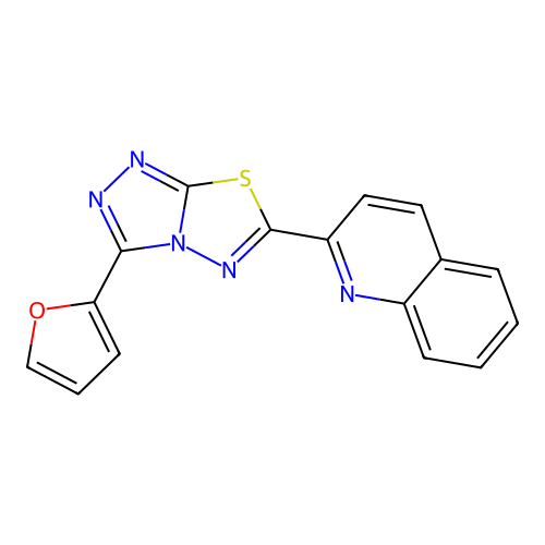 3-(Furan-2-yl)-6-quinolin-2-yl-[1,2,4]triazolo[3,4-b][1,3,4]thiadiazole structure