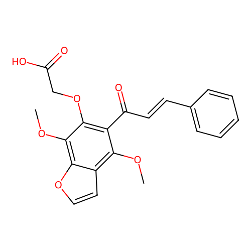 Acetic acid, ((4,7-dimethoxy-5-(3-phenyl-1-oxo-2-propenyl)-6-benzofuranyl)oxy)- structure