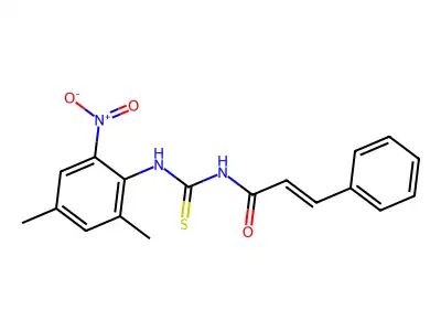 (2E)-N-[(2,4-dimethyl-6-nitrophenyl)carbamothioyl]-3-phenylprop-2-enamide structure