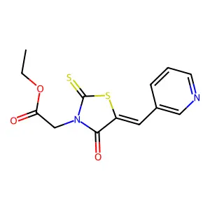 Ethyl 2-(4-oxo-5-(pyridin-3-ylmethylene)-2-thioxothiazolidin-3-yl)acetate structure