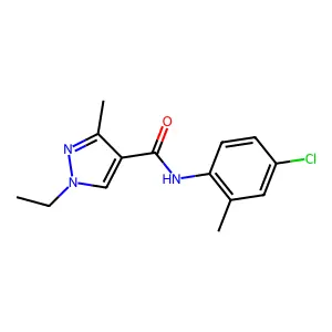 N-(4-chloro-2-methylphenyl)-1-ethyl-3-methylpyrazole-4-carboxamide structure