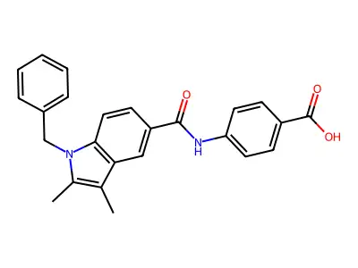 4-{[(1-benzyl-2,3-dimethyl-1H-indol-5-yl)carbonyl]amino}benzoic acid structure