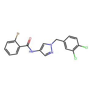 2-bromo-N-[1-[(3,4-dichlorophenyl)methyl]pyrazol-4-yl]benzamide structure