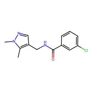 3-chloro-N-[(1,5-dimethylpyrazol-4-yl)methyl]benzamide structure