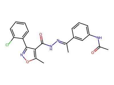 N-[3-(N-{[3-(2-chlorophenyl)-5-methyl-4-isoxazolyl]carbonyl}ethanehydrazonoyl)phenyl]acetamide structure
