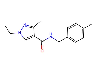 1-ethyl-3-methyl-N-[(4-methylphenyl)methyl]pyrazole-4-carboxamide structure