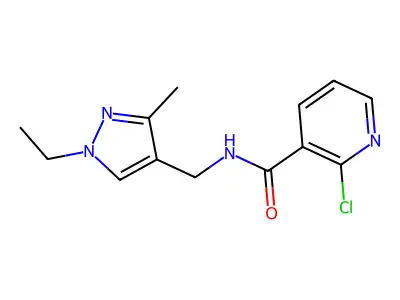 2-chloro-N-[(1-ethyl-3-methyl-1H-pyrazol-4-yl)methyl]nicotinamide structure
