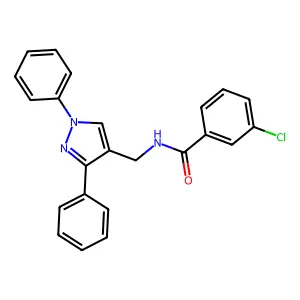 3-chloro-N-[(1,3-diphenylpyrazol-4-yl)methyl]benzamide structure