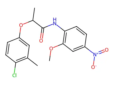 2-(4-chloro-3-methylphenoxy)-N-(2-methoxy-4-nitrophenyl)propanamide structure