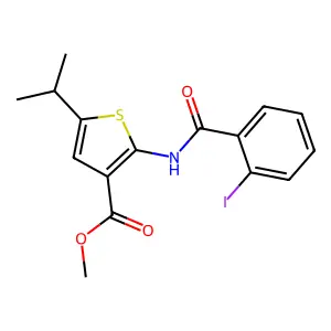 Methyl 2-[(2-iodobenzoyl)amino]-5-isopropyl-3-thiophenecarboxylate structure