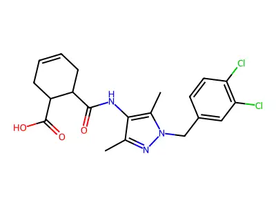 6-({[1-(3,4-DICHLOROBENZYL)-3,5-DIMETHYL-1H-PYRAZOL-4-YL]AMINO}CARBONYL)-3-CYCLOHEXENE-1-CARBOXYLIC ACID structure