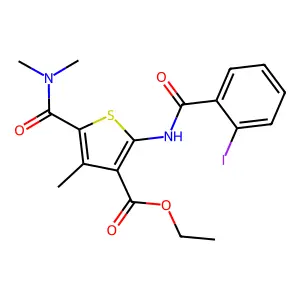 ethyl 5-(dimethylcarbamoyl)-2-[(2-iodobenzoyl)amino]-4-methylthiophene-3-carboxylate structure