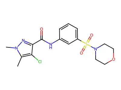 4-chloro-1,5-dimethyl-N-(3-morpholin-4-ylsulfonylphenyl)pyrazole-3-carboxamide structure
