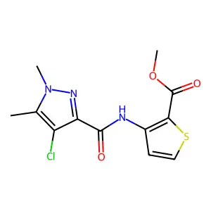 methyl 3-{[(4-chloro-1,5-dimethyl-1H-pyrazol-3-yl)carbonyl]amino}-2-thiophenecarboxylate structure