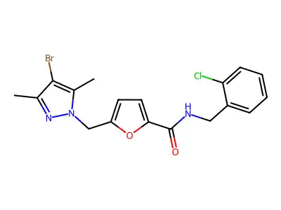 5-[(4-BROMO-3,5-DIMETHYL-1H-PYRAZOL-1-YL)METHYL]-N-(2-CHLOROBENZYL)-2-FURAMIDE structure