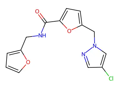 5-[(4-chloropyrazol-1-yl)methyl]-N-(furan-2-ylmethyl)furan-2-carboxamide structure