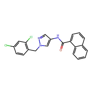 N-[1-[(2,4-dichlorophenyl)methyl]pyrazol-4-yl]naphthalene-1-carboxamide structure