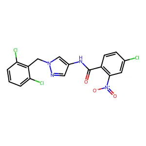 4-chloro-N-[1-(2,6-dichlorobenzyl)-1H-pyrazol-4-yl]-2-nitrobenzamide structure