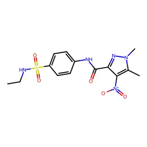 N-[4-(ethylsulfamoyl)phenyl]-1,5-dimethyl-4-nitropyrazole-3-carboxamide structure
