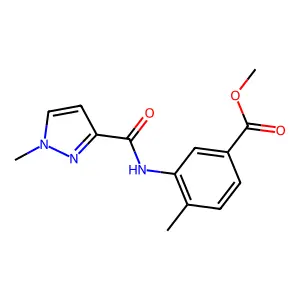 methyl 4-methyl-3-{[(1-methyl-1H-pyrazol-3-yl)carbonyl]amino}benzoate structure
