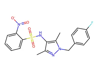 N-[1-(4-fluorobenzyl)-3,5-dimethyl-1H-pyrazol-4-yl]-2-nitrobenzenesulfonamide structure